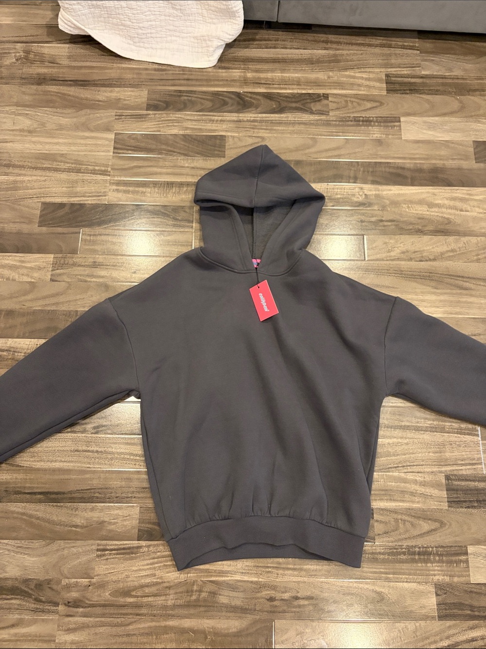 Edikted Dark Gray Hoodie with Pink Label